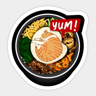 Cat in ramen bowl Sticker